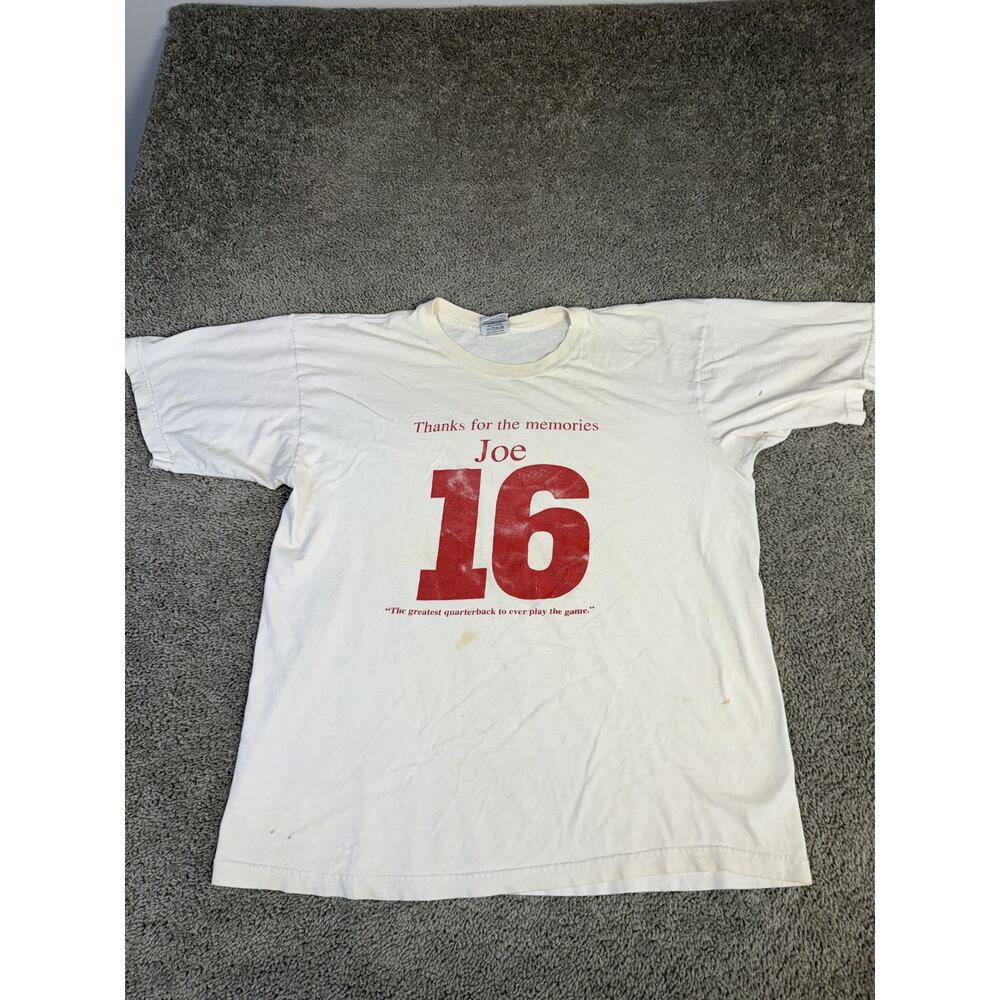 Royal Avalon 49ers Shirt Mens XL White Joe 16 Thanks For The Memories Graphic